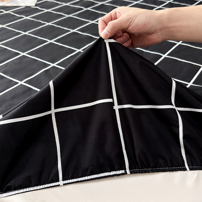 91家纺网 家纺一手货源 找家纺 茗婷家纺 2025新款供跨境外贸纯色印花防水床笠 黑白格