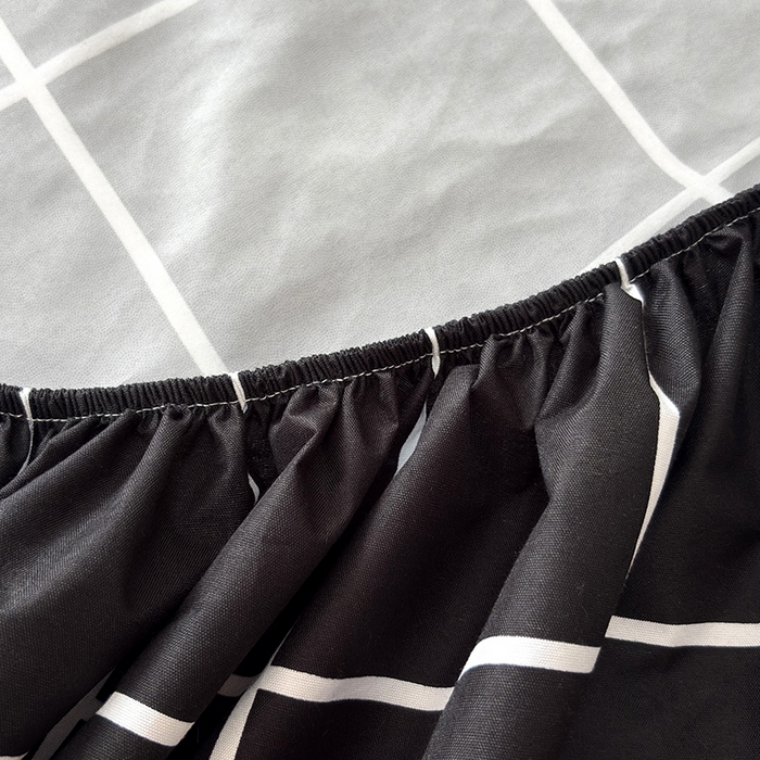 91家纺网 家纺一手货源 找家纺 茗婷家纺 2025新款供跨境外贸纯色印花防水床笠 黑白格