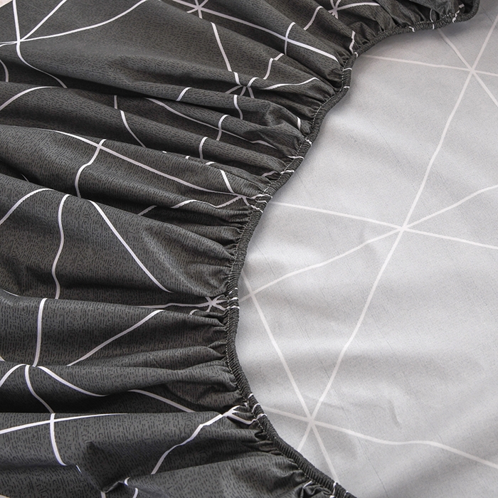 91家纺网 家纺一手货源 找家纺 茗婷家纺 2025新款供跨境外贸纯色印花防水床笠 几何三角