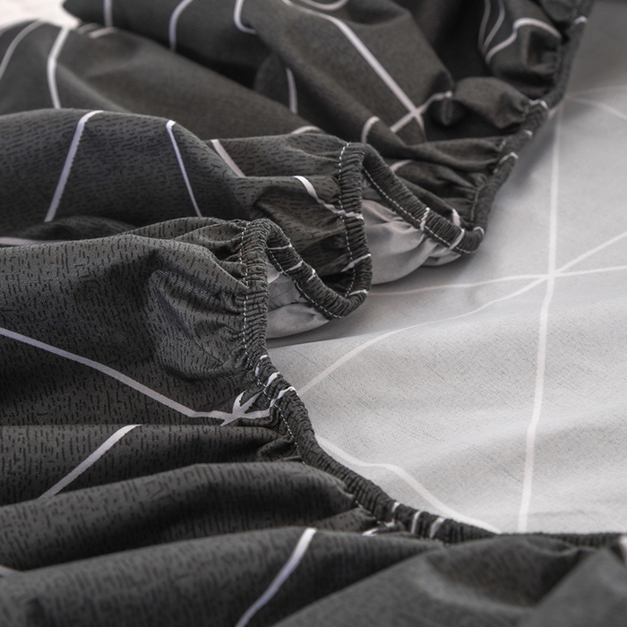 91家纺网 家纺一手货源 找家纺 茗婷家纺 2025新款供跨境外贸纯色印花防水床笠 几何三角