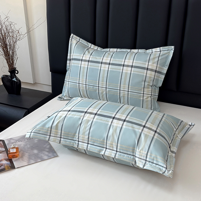 91家纺网 家纺一手货源 找家纺 茗婷家纺 2025新款供跨境外贸纯色印花防水床笠 霁青色