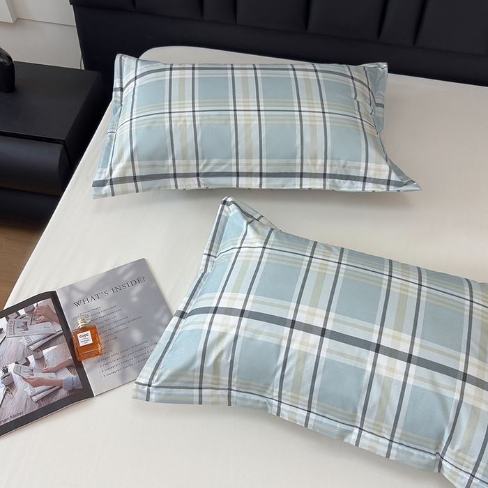 91家纺网 家纺一手货源 找家纺 茗婷家纺 2025新款供跨境外贸纯色印花防水床笠 霁青色