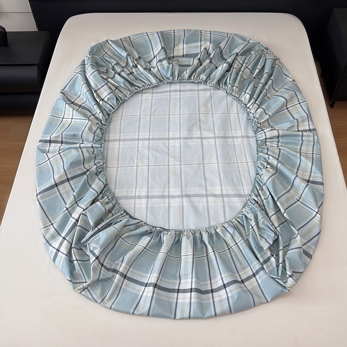 91家纺网 家纺一手货源 找家纺 茗婷家纺 2025新款供跨境外贸纯色印花防水床笠 霁青色