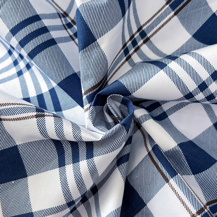 91家纺网 家纺一手货源 找家纺 茗婷家纺 2025新款供跨境外贸纯色印花防水床笠 经典蓝白格