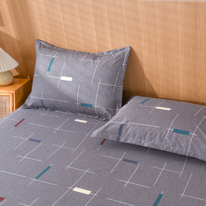 91家纺网 家纺一手货源 找家纺 茗婷家纺 2025新款供跨境外贸纯色印花防水床笠 米兰假日-灰