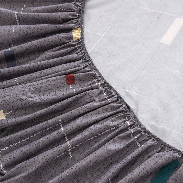 91家纺网 家纺一手货源 找家纺 茗婷家纺 2025新款供跨境外贸纯色印花防水床笠 米兰假日-灰