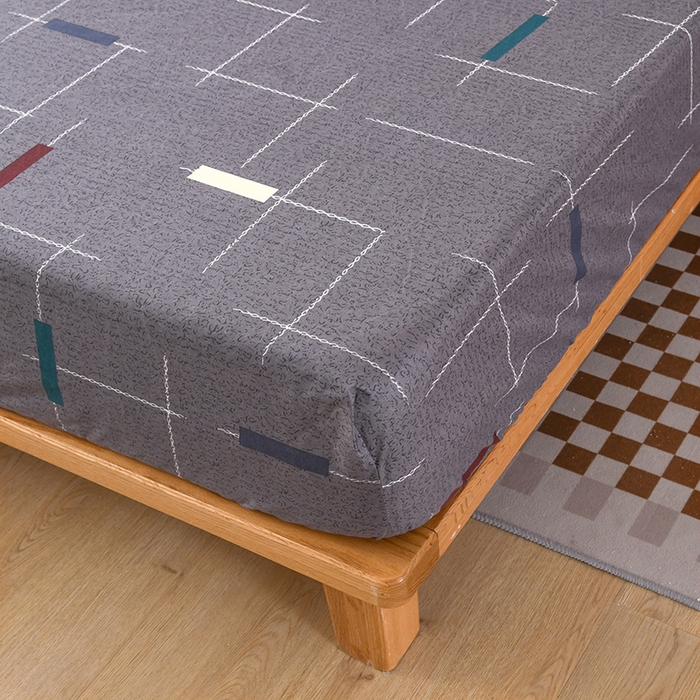 91家纺网 家纺一手货源 找家纺 茗婷家纺 2025新款供跨境外贸纯色印花防水床笠 米兰假日-灰