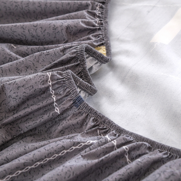 91家纺网 家纺一手货源 找家纺 茗婷家纺 2025新款供跨境外贸纯色印花防水床笠 米兰假日-灰