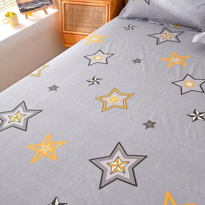 91家纺网 家纺一手货源 找家纺 茗婷家纺 2025新款供跨境外贸纯色印花防水床笠 闪亮星星