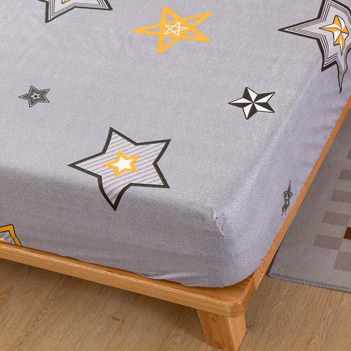 91家纺网 家纺一手货源 找家纺 茗婷家纺 2025新款供跨境外贸纯色印花防水床笠 闪亮星星