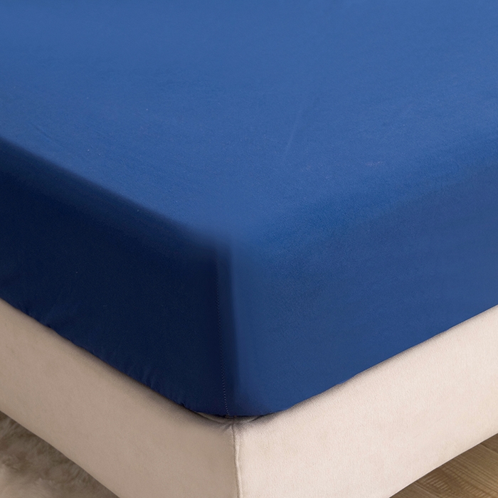 91家纺网 家纺一手货源 找家纺 茗婷家纺 2025新款供跨境外贸纯色印花防水床笠 深蓝