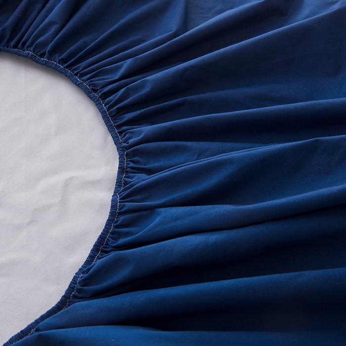 91家纺网 家纺一手货源 找家纺 茗婷家纺 2025新款供跨境外贸纯色印花防水床笠 深蓝