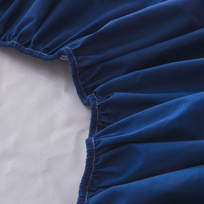 91家纺网 家纺一手货源 找家纺 茗婷家纺 2025新款供跨境外贸纯色印花防水床笠 深蓝