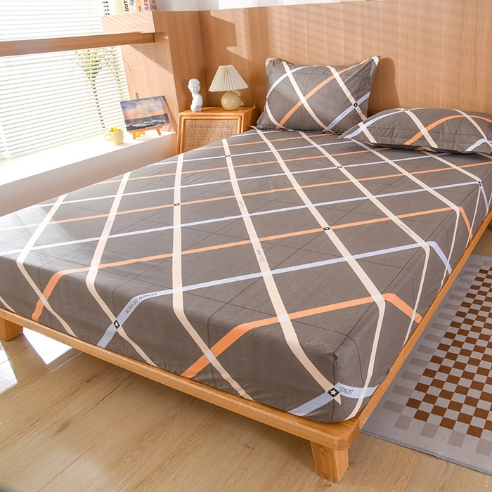 91家纺网 家纺一手货源 找家纺 茗婷家纺 2025新款供跨境外贸纯色印花防水床笠 时代印象-灰