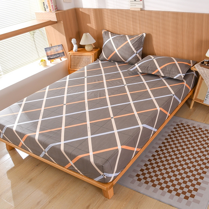 91家纺网 家纺一手货源 找家纺 茗婷家纺 2025新款供跨境外贸纯色印花防水床笠 时代印象-灰