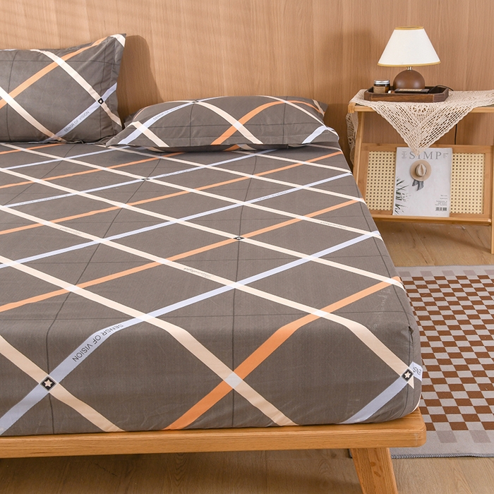 91家纺网 家纺一手货源 找家纺 茗婷家纺 2025新款供跨境外贸纯色印花防水床笠 时代印象-灰