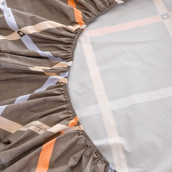 91家纺网 家纺一手货源 找家纺 茗婷家纺 2025新款供跨境外贸纯色印花防水床笠 时代印象-灰