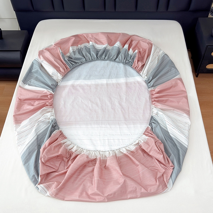 91家纺网 家纺一手货源 找家纺 茗婷家纺 2025新款供跨境外贸纯色印花防水床笠 条纹