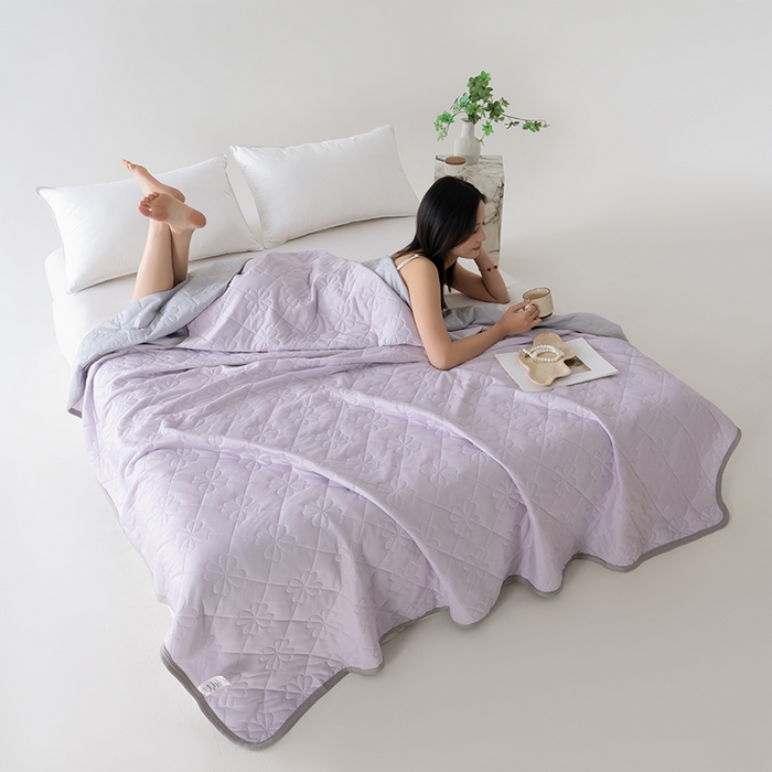 91家纺网 家纺一手货源 找家纺 伊梵居 2026新款简约凉感丝夏被夏凉被空调被 魅紫色