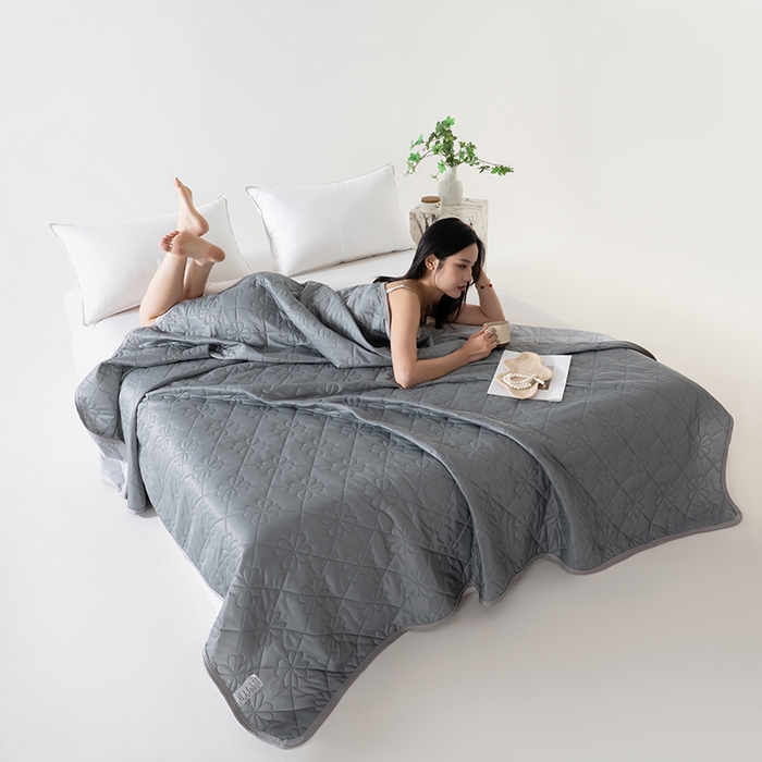 91家纺网 家纺一手货源 找家纺 伊梵居 2026新款简约凉感丝夏被夏凉被空调被 深灰色