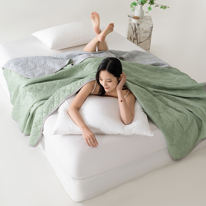 91家纺网 家纺一手货源 找家纺 伊梵居 2026新款简约凉感丝夏被夏凉被空调被 果绿色