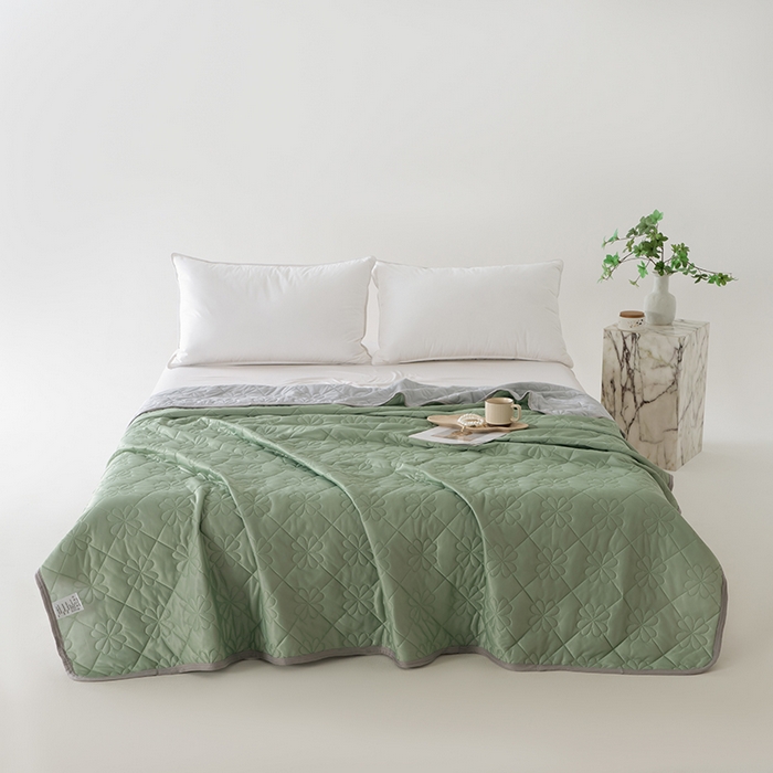 91家纺网 家纺一手货源 找家纺 伊梵居 2026新款简约凉感丝夏被夏凉被空调被 果绿色