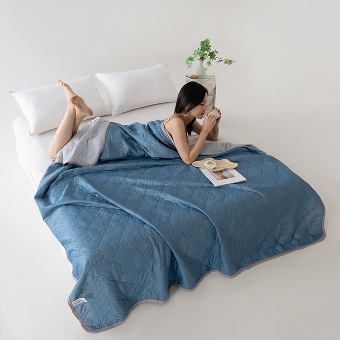 91家纺网 家纺一手货源 找家纺 伊梵居 2026新款简约凉感丝夏被夏凉被空调被 湖蓝色