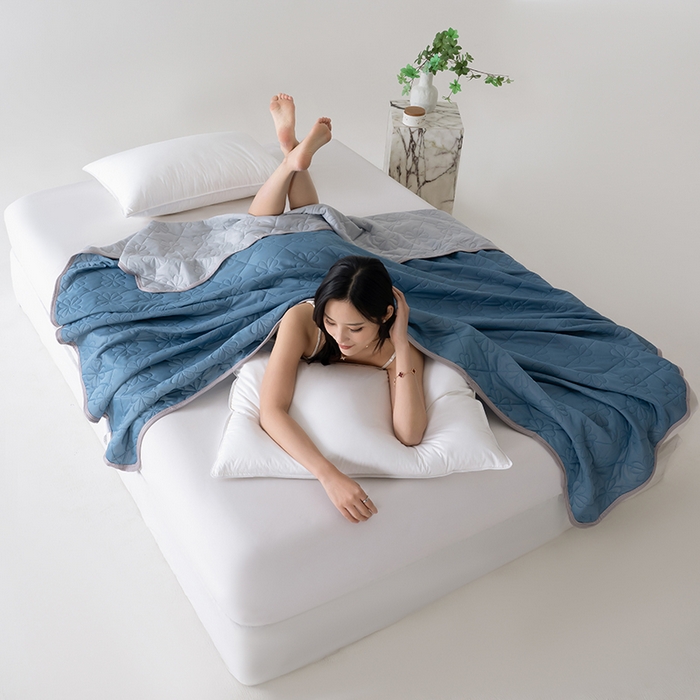 91家纺网 家纺一手货源 找家纺 伊梵居 2026新款简约凉感丝夏被夏凉被空调被 湖蓝色