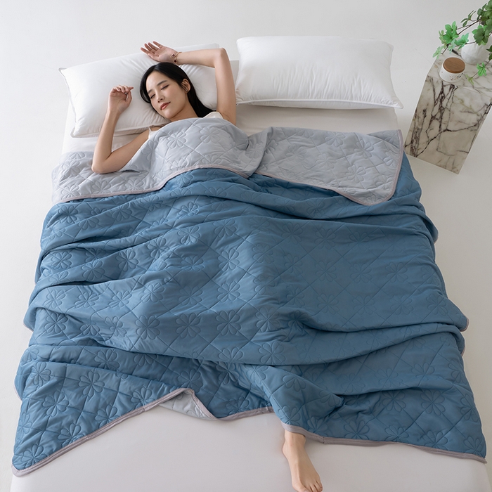 91家纺网 家纺一手货源 找家纺 伊梵居 2026新款简约凉感丝夏被夏凉被空调被 湖蓝色