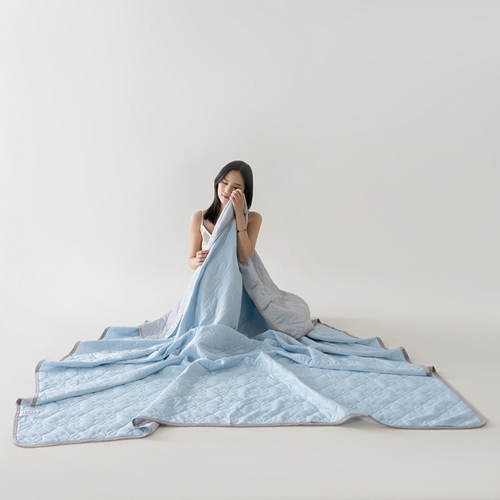 91家纺网 家纺一手货源 找家纺 伊梵居 2026新款简约凉感丝夏被夏凉被空调被 天蓝色