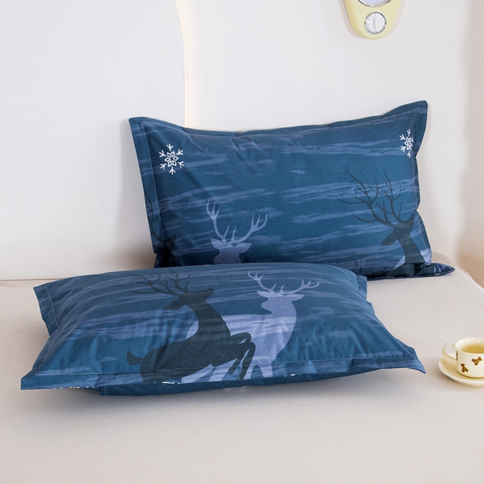 91家纺网 家纺一手货源 找家纺 茗婷家纺 2025新款供跨境外贸纯色印花防水床笠 月影麋鹿