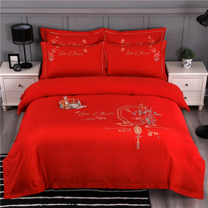 91家纺网 家纺一手货源 找家纺 （总）浩情国际婚庆供货中心 2026新款新中式风100支全棉高端刺绣四件套