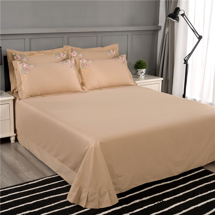 91家纺网 家纺一手货源 找家纺 浩情国际婚庆供货中心 2026新款新中式风100支全棉高端刺绣四件套 花间细雨-卡其杏