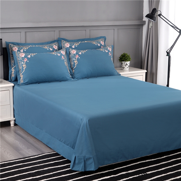 91家纺网 家纺一手货源 找家纺 浩情国际婚庆供货中心 2026新款新中式风100支全棉高端刺绣四件套 花间细雨-宾利兰