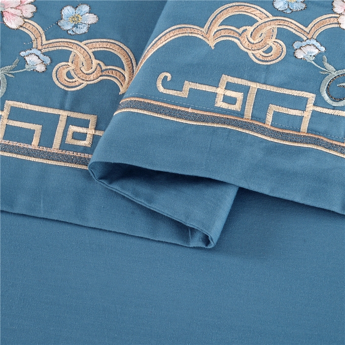 91家纺网 家纺一手货源 找家纺 浩情国际婚庆供货中心 2026新款新中式风100支全棉高端刺绣四件套 花间细雨-宾利兰