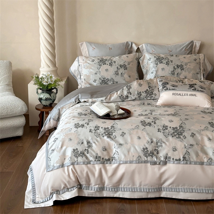 红番天婚庆 2025新款高精密金丝提花四件套--仲夏之梦系列 仲夏之梦-月魄灰