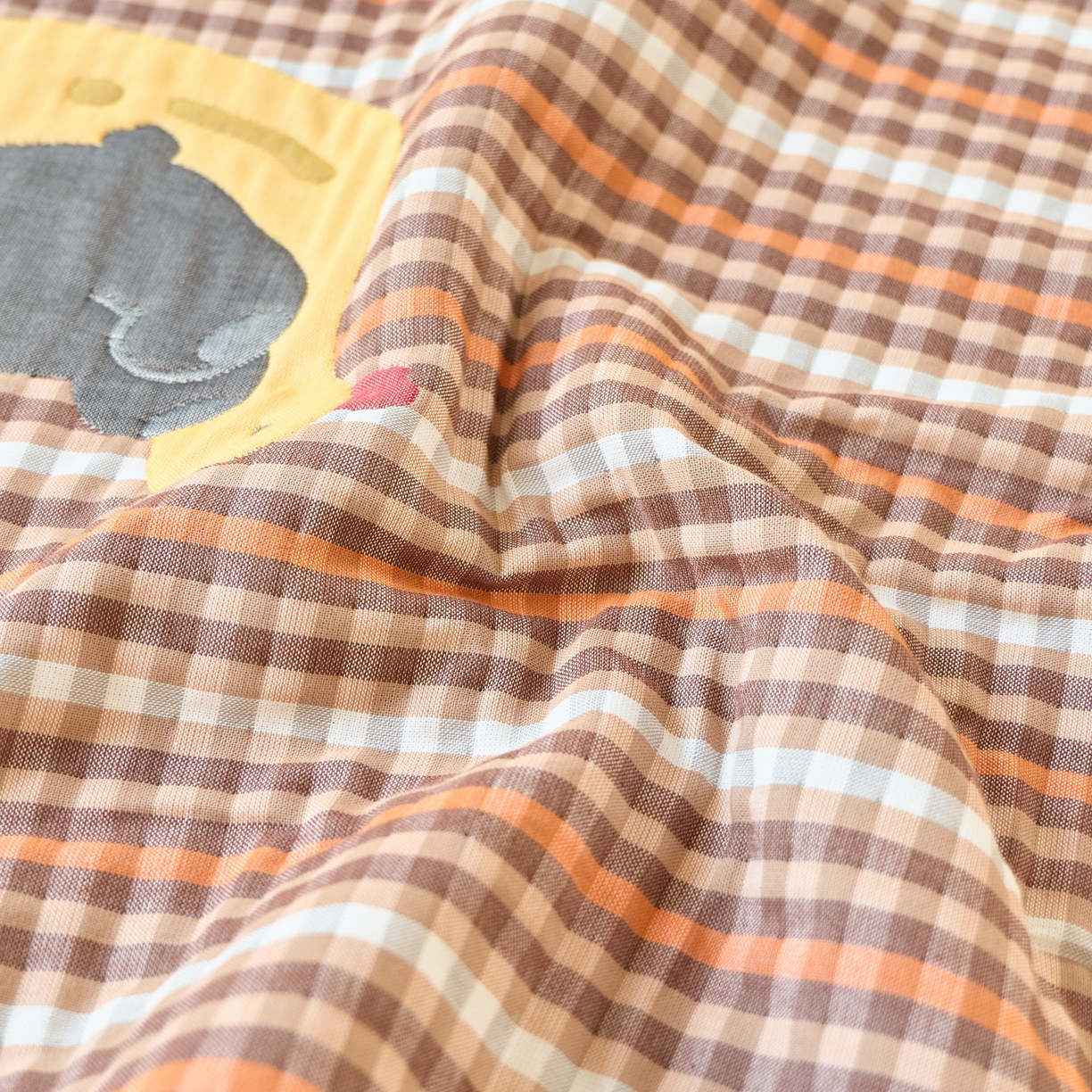 91家纺网 家纺一手货源 找家纺 沐瑟家纺 2026新款全棉纯棉八层枕巾-卡通格子 小鸭熊 52x78cm枕巾一只