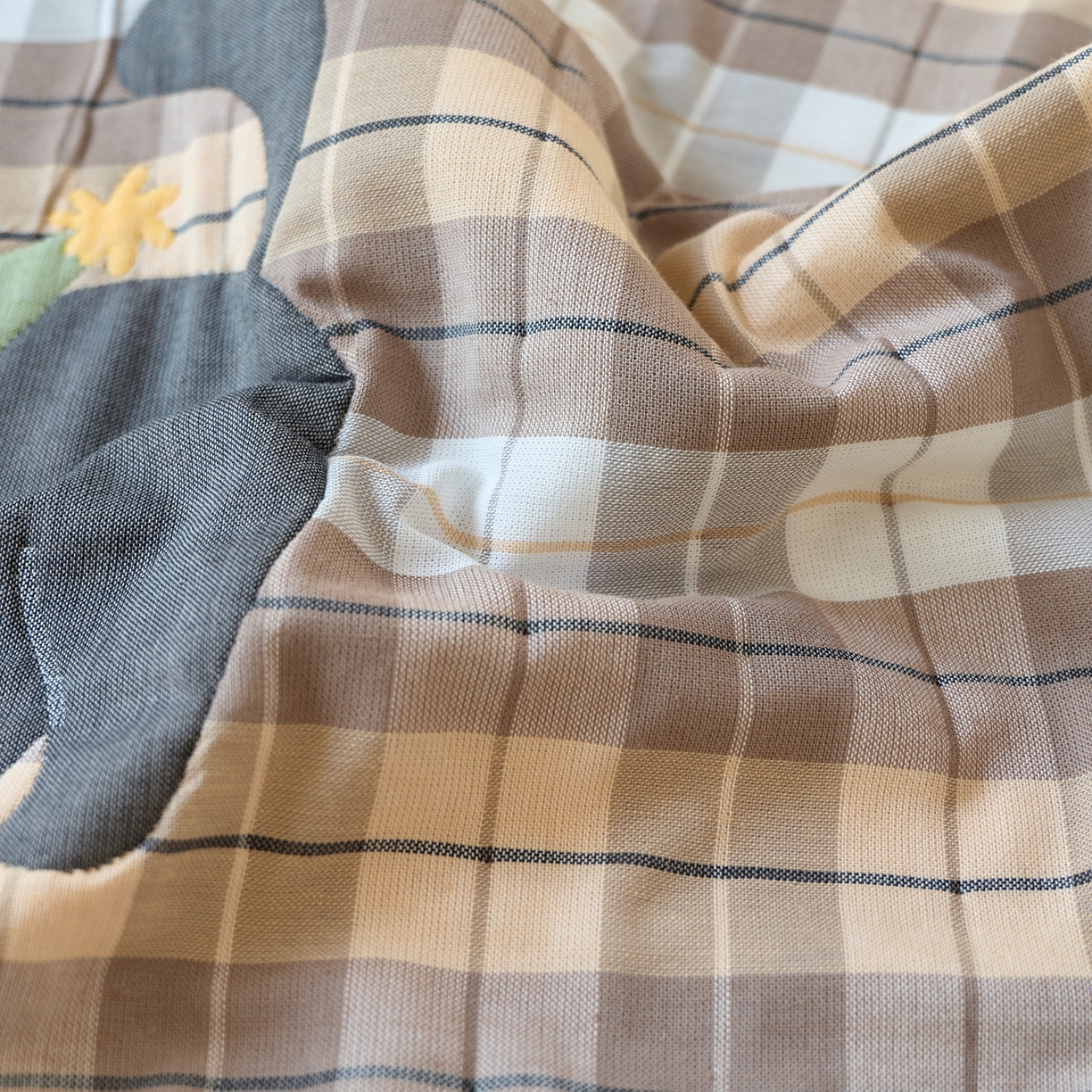 91家纺网 家纺一手货源 找家纺 沐瑟家纺 2026新款全棉纯棉八层枕巾-卡通格子 给予猫 52x78cm枕巾一对