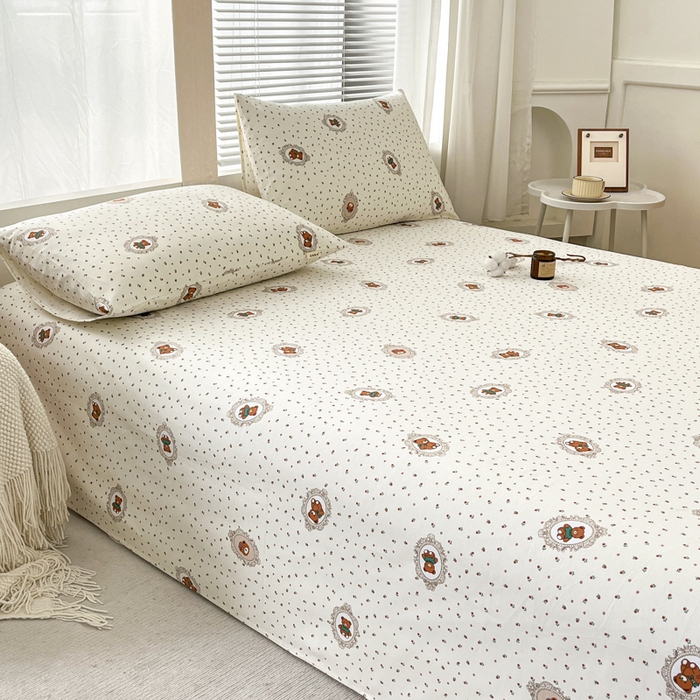 91家纺网 家纺一手货源 找家纺 咏绒家纺工厂店 2025新款100全棉纯棉老粗布花卉系列无印系列单品床单三件套【有版权】 时尚熊