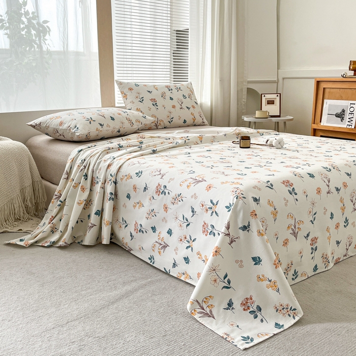 91家纺网 家纺一手货源 找家纺 咏绒家纺工厂店 2025新款100全棉纯棉老粗布花卉系列无印系列单品床单三件套【有版权】 雅梦