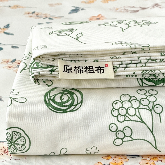 91家纺网 家纺一手货源 找家纺 咏绒家纺工厂店 2025新款100全棉纯棉老粗布花卉系列无印系列单品床单三件套【有版权】 叠拍图仅供参考不可下单