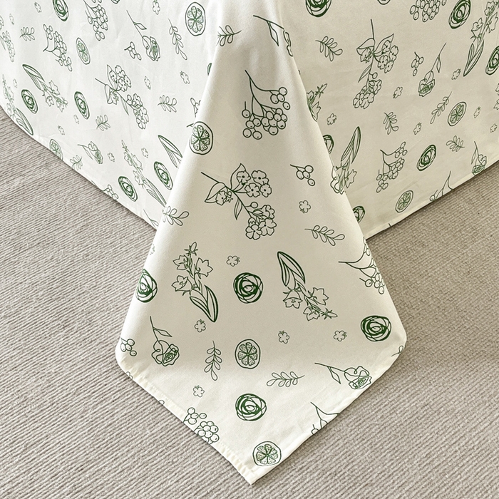 91家纺网 家纺一手货源 找家纺 咏绒家纺工厂店 2025新款100全棉纯棉老粗布花卉系列无印系列单品床单三件套【有版权】 花样爱情-绿