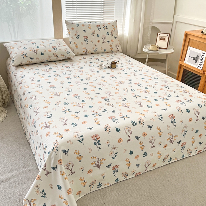 91家纺网 家纺一手货源 找家纺 咏绒家纺工厂店 2025新款100全棉纯棉老粗布花卉系列无印系列单品床单三件套【有版权】 雅梦