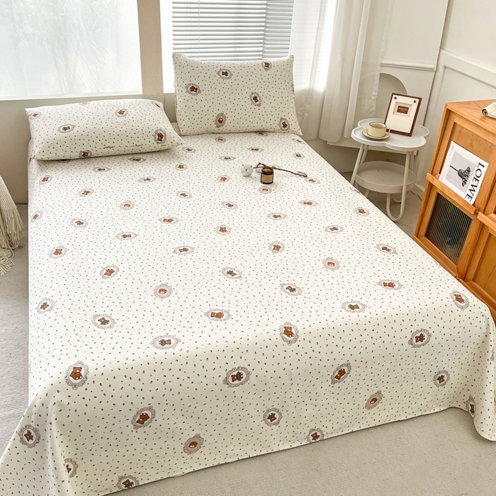 91家纺网 家纺一手货源 找家纺 咏绒家纺工厂店 2025新款100全棉纯棉老粗布花卉系列无印系列单品床单三件套【有版权】 时尚熊