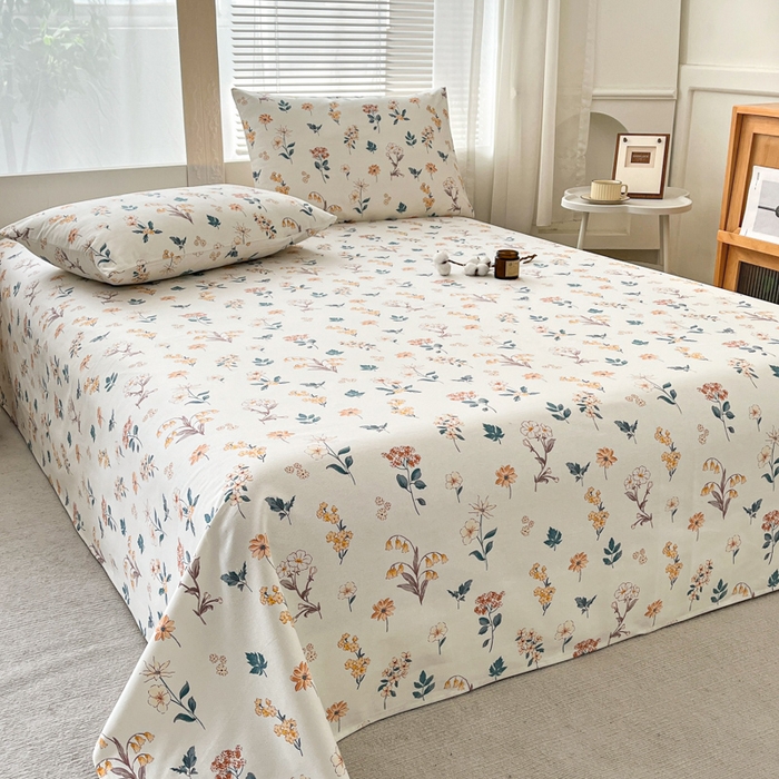 91家纺网 家纺一手货源 找家纺 咏绒家纺工厂店 2025新款100全棉纯棉老粗布花卉系列无印系列单品床单三件套【有版权】 雅梦