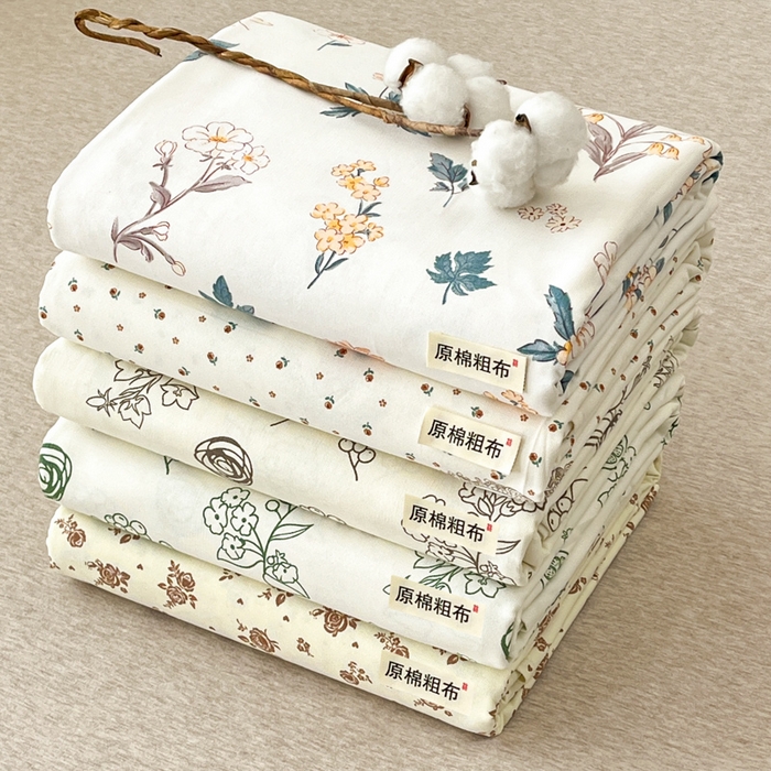 91家纺网 家纺一手货源 找家纺 咏绒家纺工厂店 2025新款100全棉纯棉老粗布花卉系列无印系列单品床单三件套【有版权】 叠拍图仅供参考不可下单