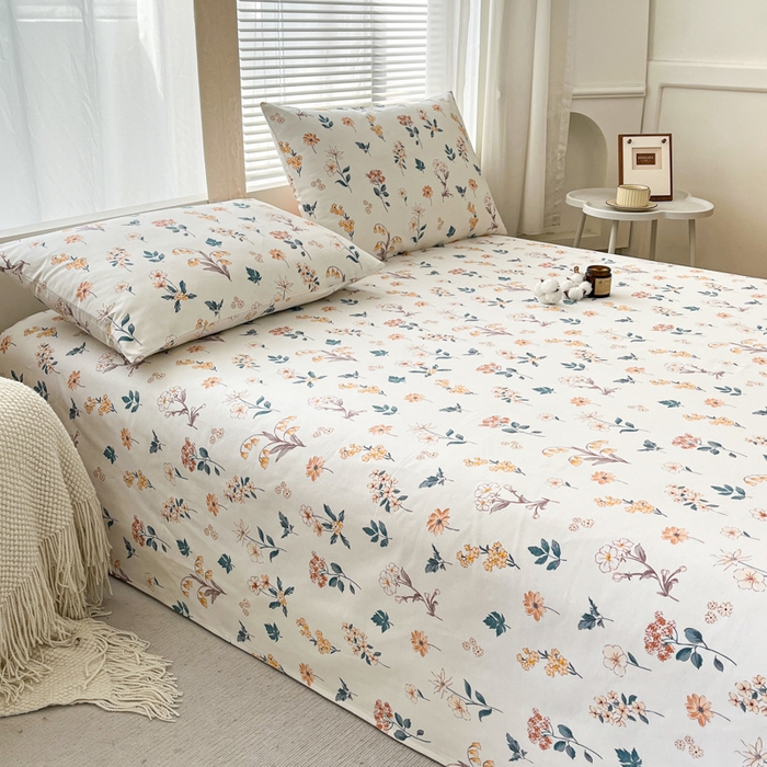 91家纺网 家纺一手货源 找家纺 咏绒家纺工厂店 2025新款100全棉纯棉老粗布花卉系列无印系列单品床单三件套【有版权】 雅梦