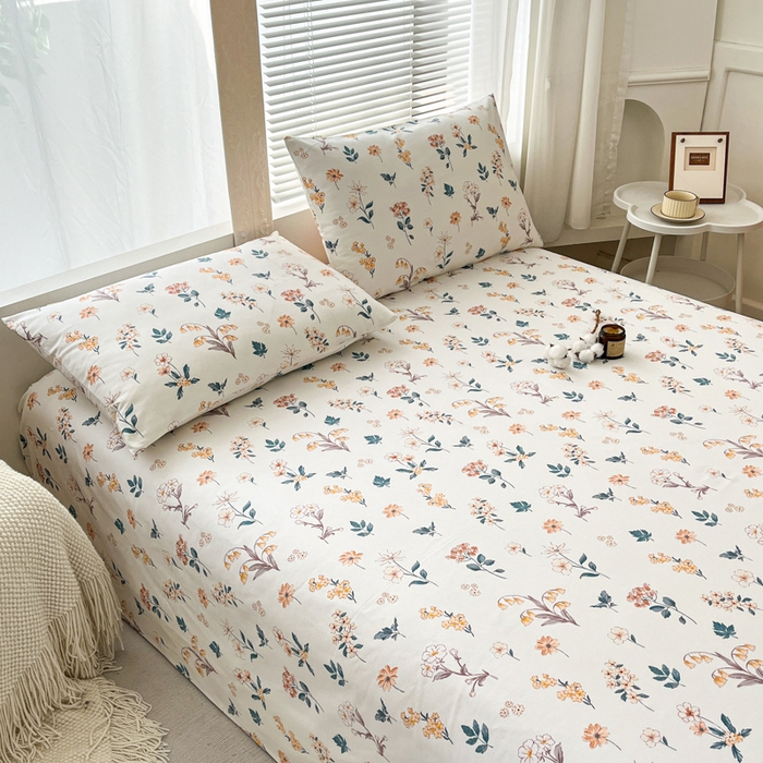 91家纺网 家纺一手货源 找家纺 咏绒家纺工厂店 2025新款100全棉纯棉老粗布花卉系列无印系列单品床单三件套【有版权】 雅梦