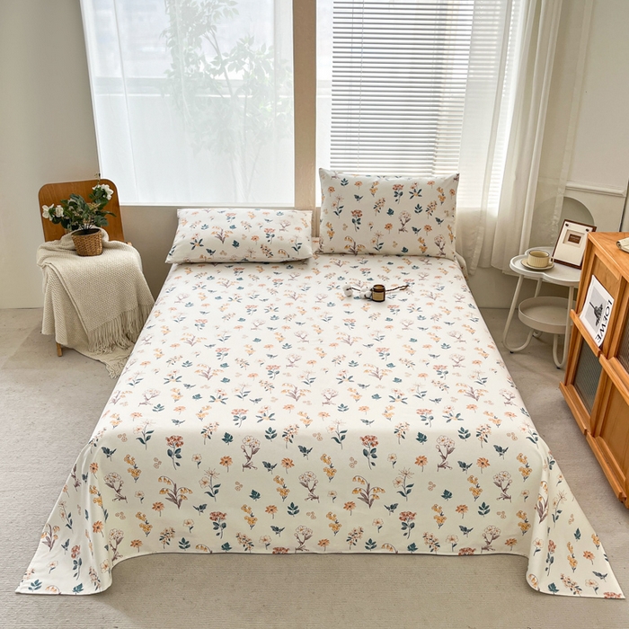 91家纺网 家纺一手货源 找家纺 咏绒家纺工厂店 2025新款100全棉纯棉老粗布花卉系列无印系列单品床单三件套【有版权】 雅梦