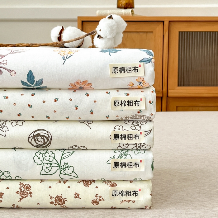 91家纺网 家纺一手货源 找家纺 咏绒家纺工厂店 2025新款100全棉纯棉老粗布花卉系列无印系列单品床单三件套【有版权】 叠拍图仅供参考不可下单
